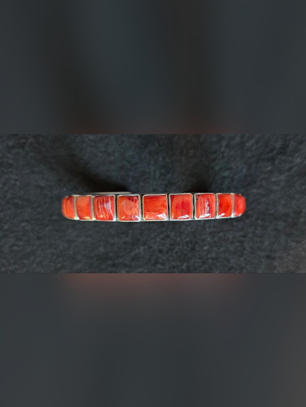 Handmade Navajo Orange Spiny Oyster Sterling Row Cuff